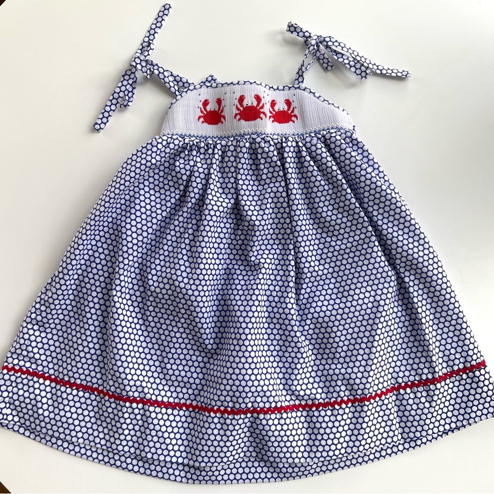 Classic Whimsy Smocked Crab Dress EUC 3T